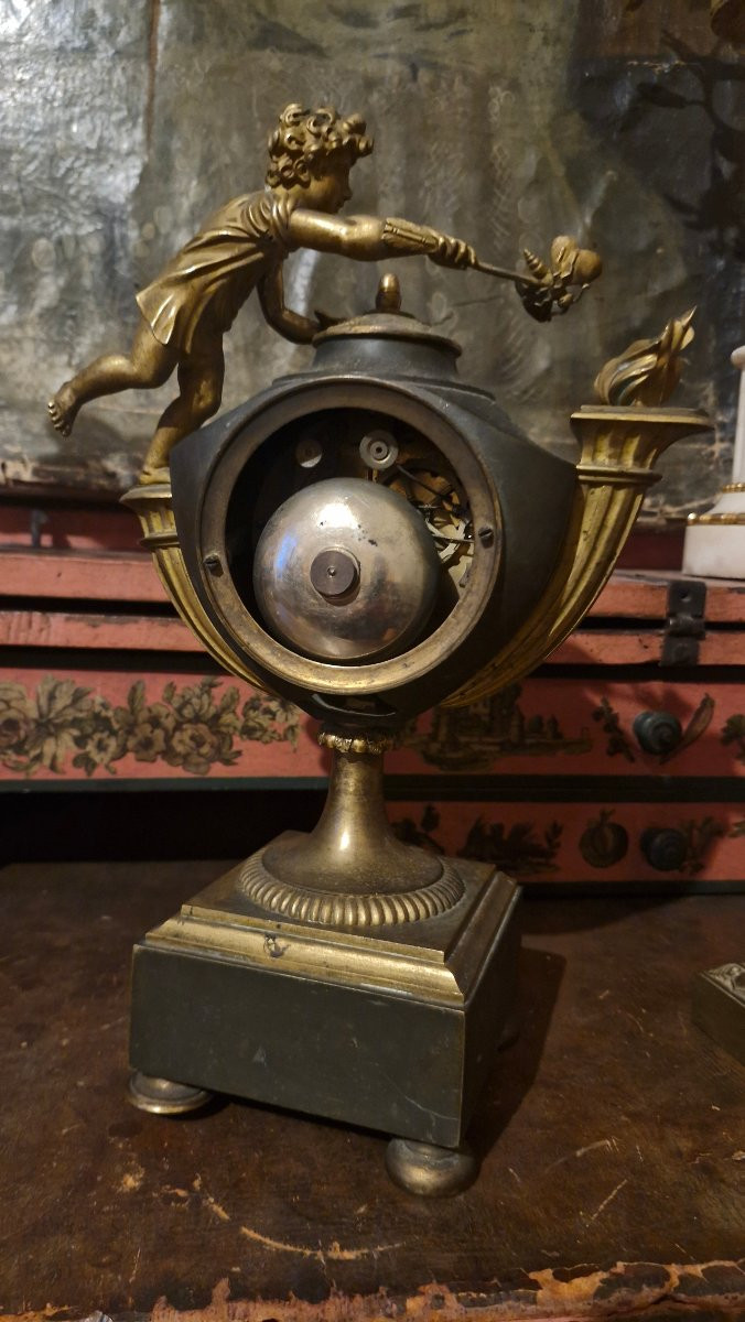 Horloge amour et papillon en bronze époque Empire-photo-5