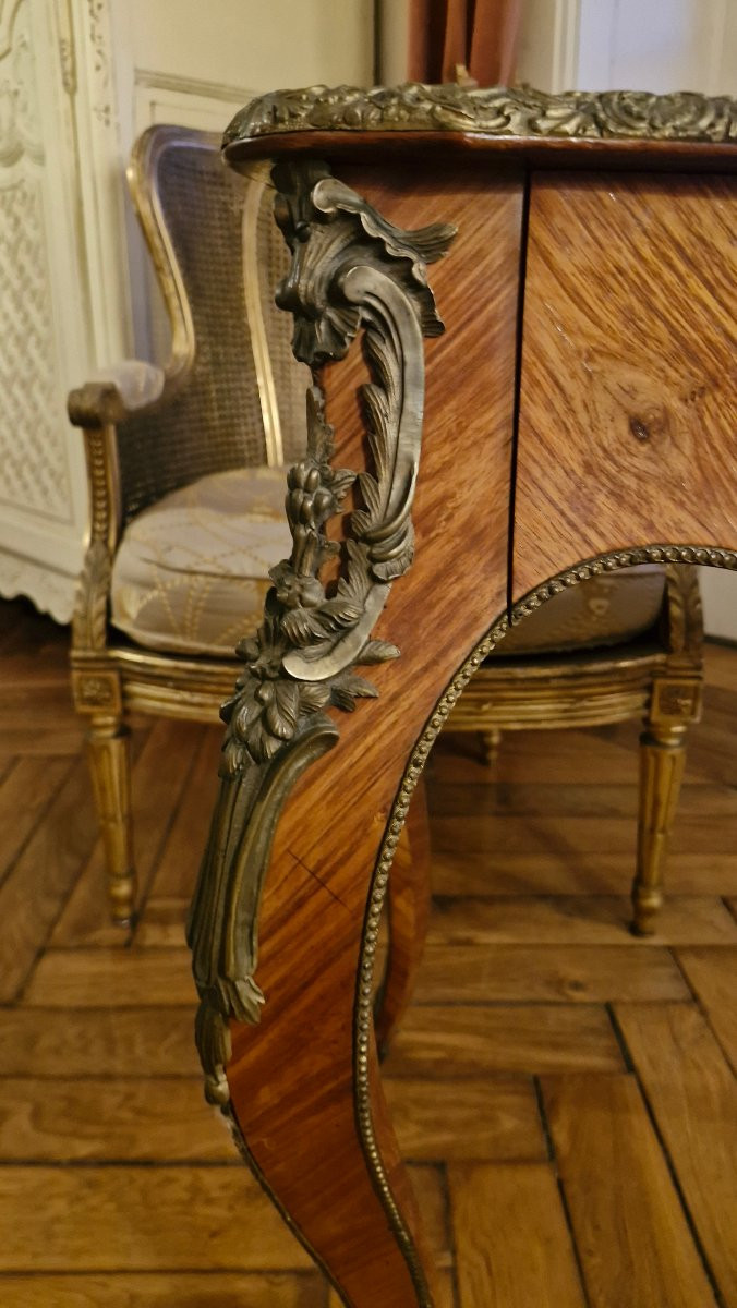 Table de salon en marqueterie, porcelaine de Sèvres Napoléon III -photo-1