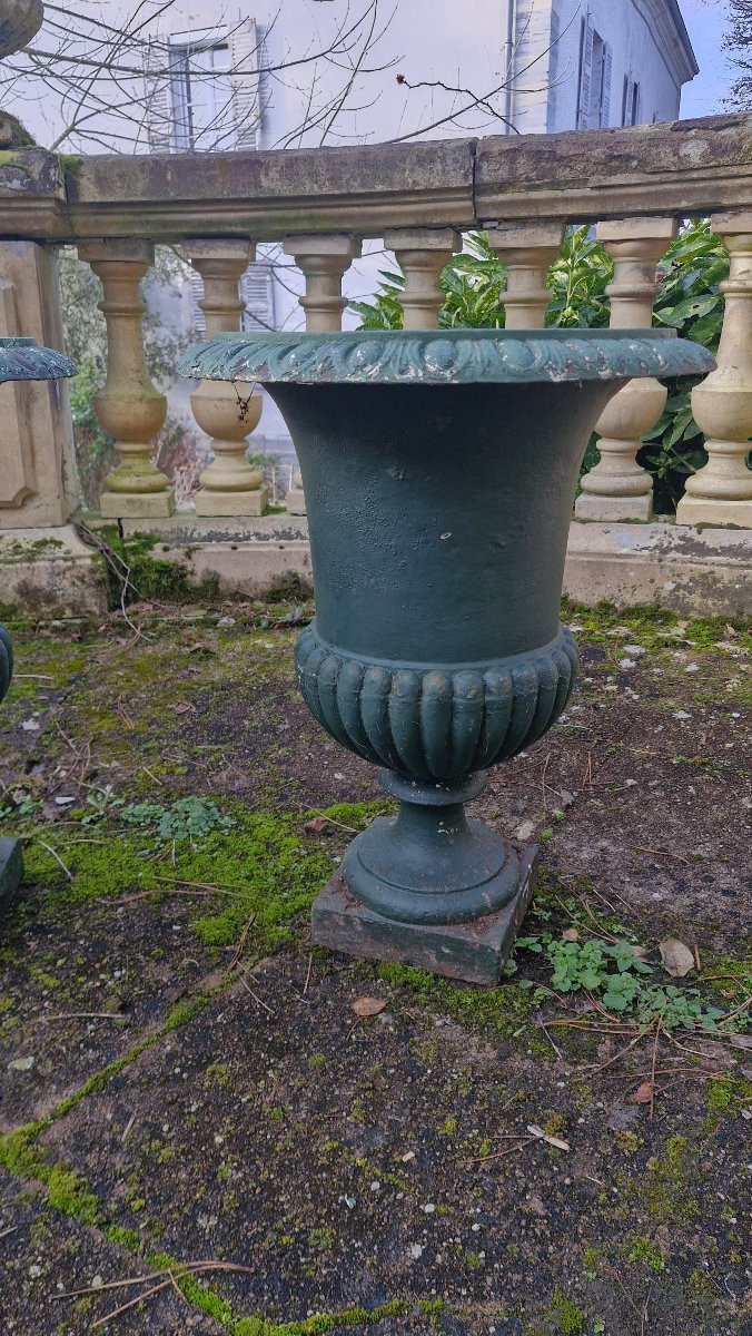 Paire de vases Medicis en fonte Époque XIX Ème S -photo-2