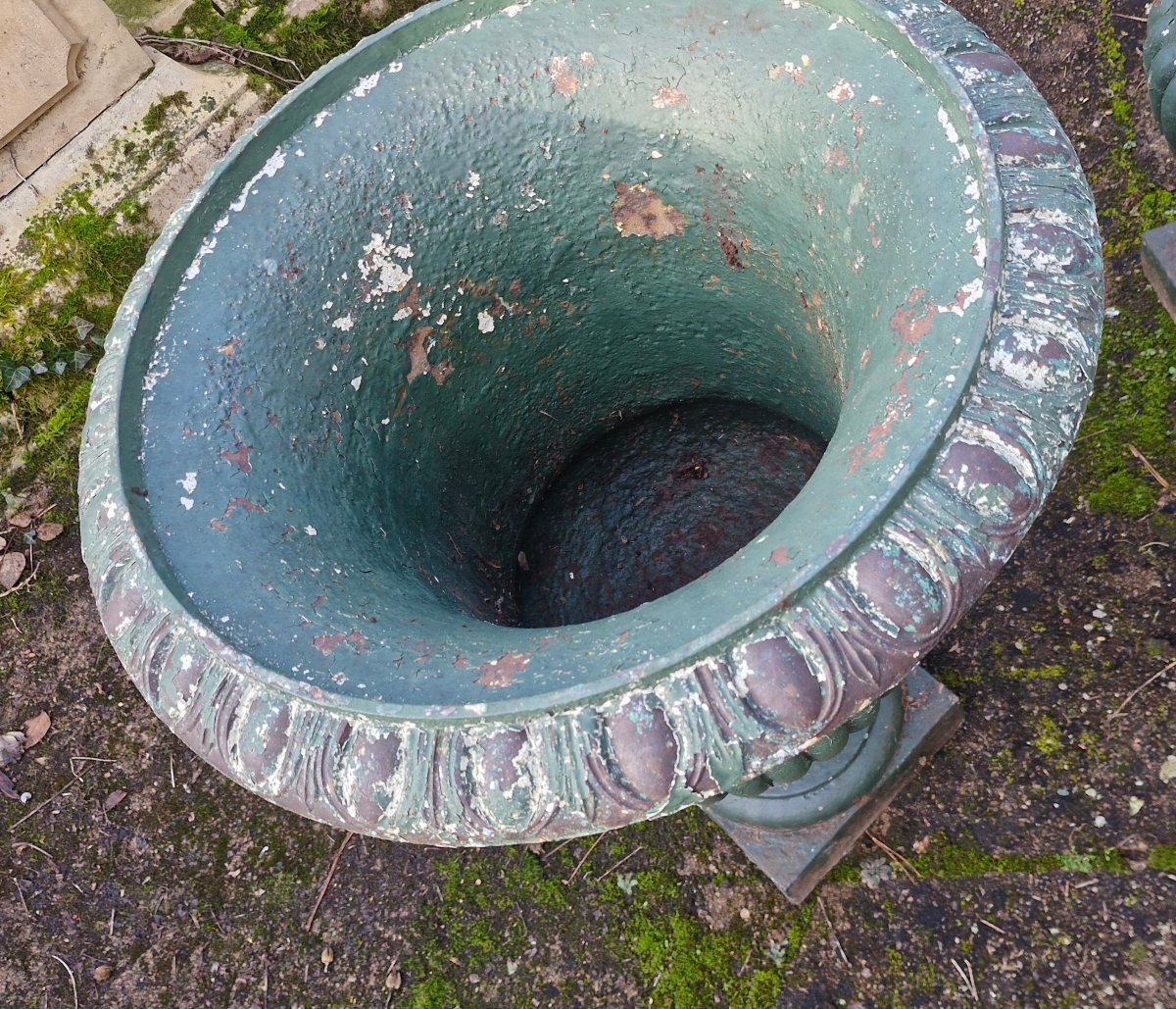 Paire de vases Medicis en fonte Époque XIX Ème S -photo-4