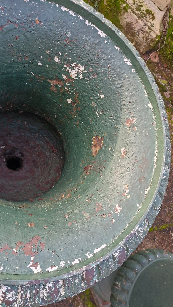 Paire de vases Medicis en fonte Époque XIX Ème S -photo-2