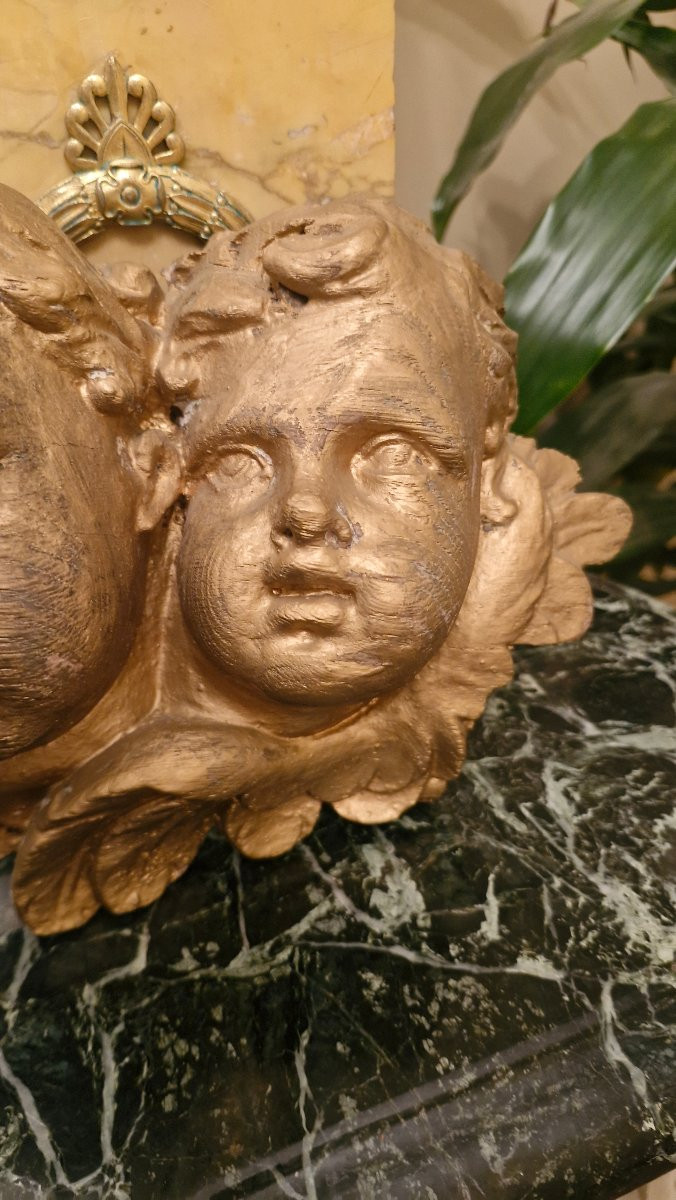 Têtes d'ange en bois sculpté doré-photo-3