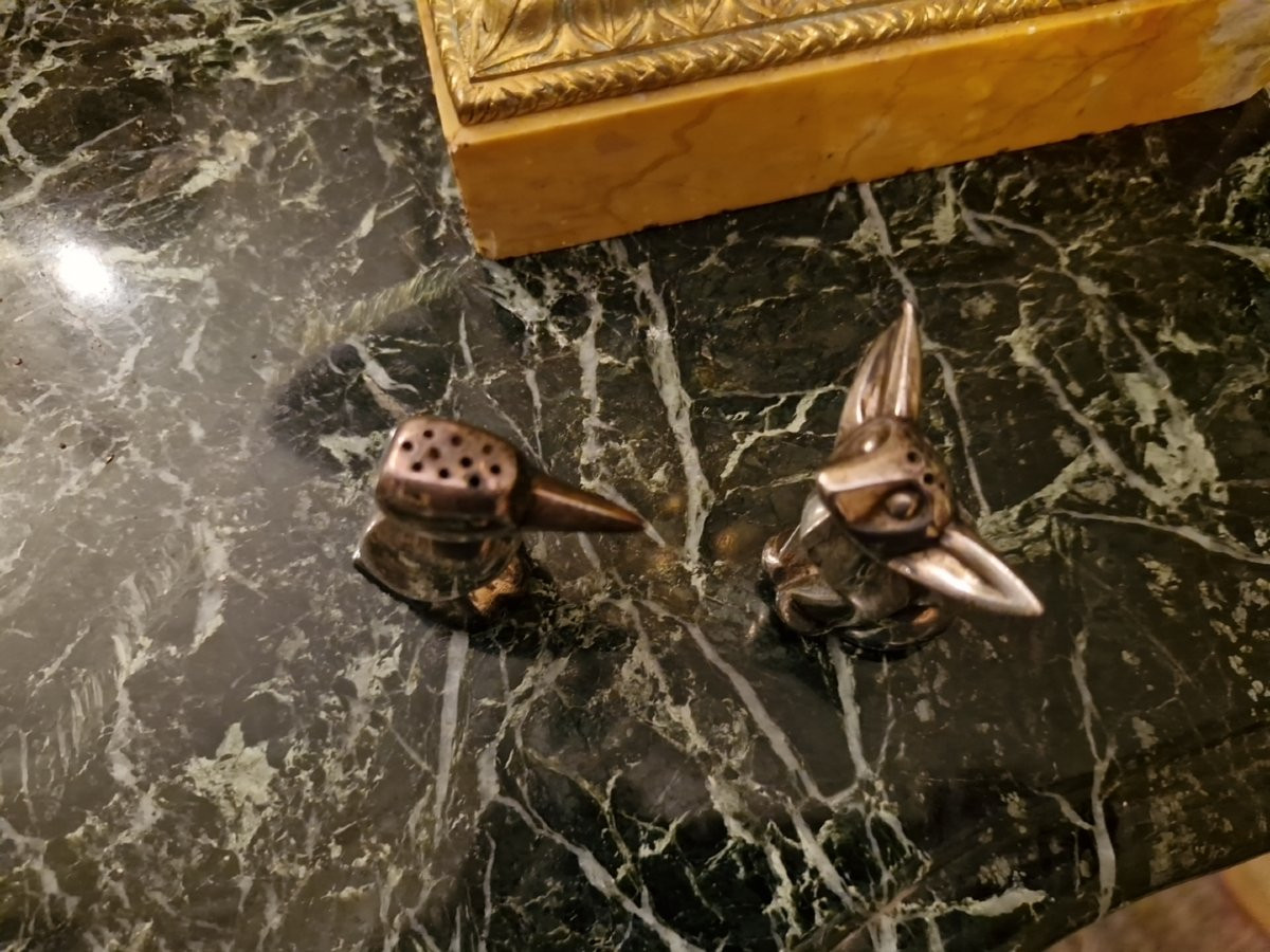 Sandoz, Gallia, salière poivrière en métal argenté-photo-3