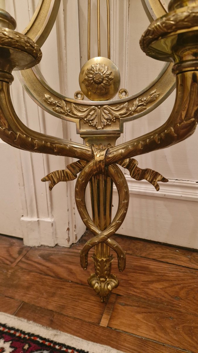 Paire d'appliques de château en bronze-photo-4