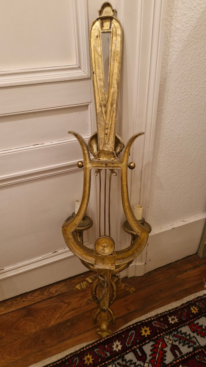 Paire d'appliques de château en bronze-photo-4