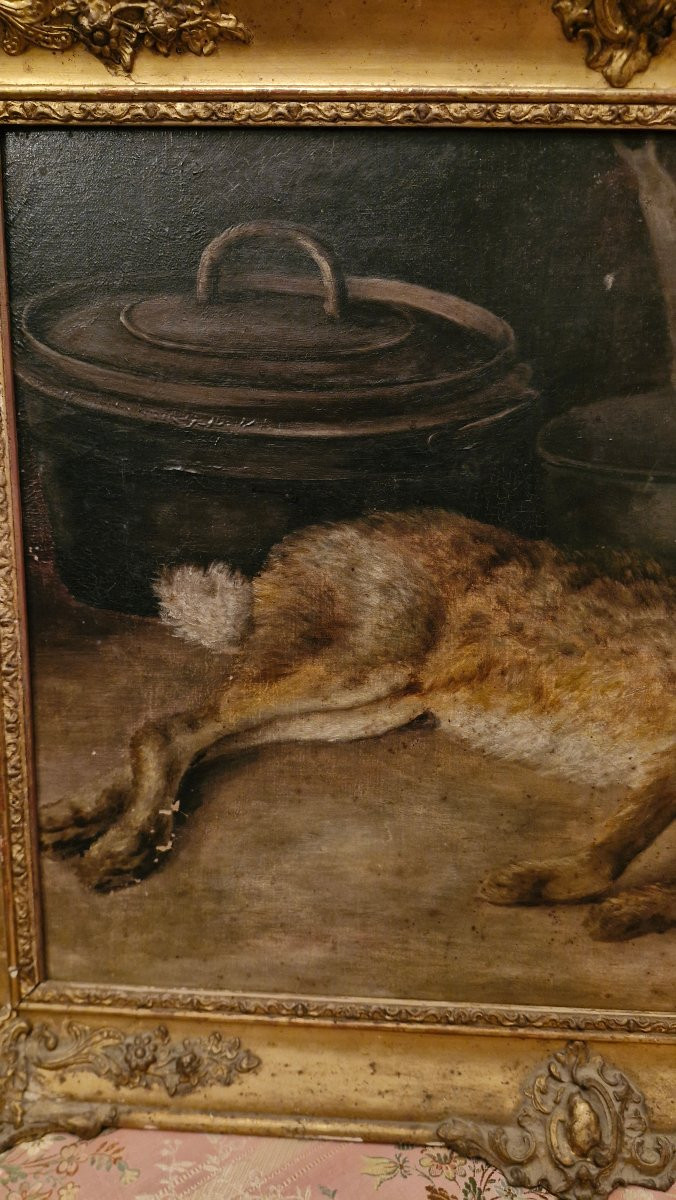 Nature morte au lièvre, huile sur toile -photo-1