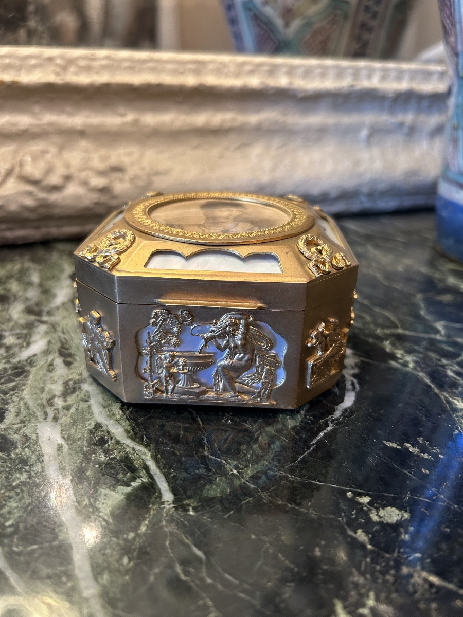 Coffret à incrustation de gravure de femme Napoléon III-photo-1