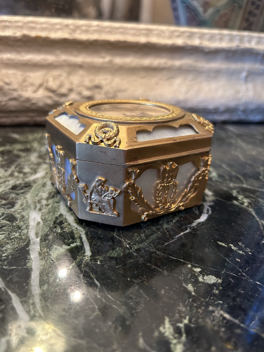 Coffret à incrustation de gravure de femme Napoléon III-photo-2