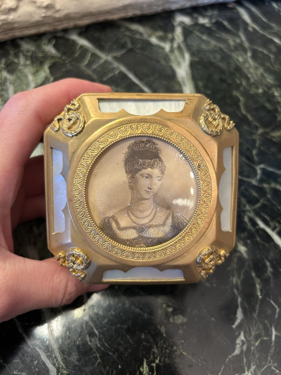 Coffret à incrustation de gravure de femme Napoléon III-photo-3