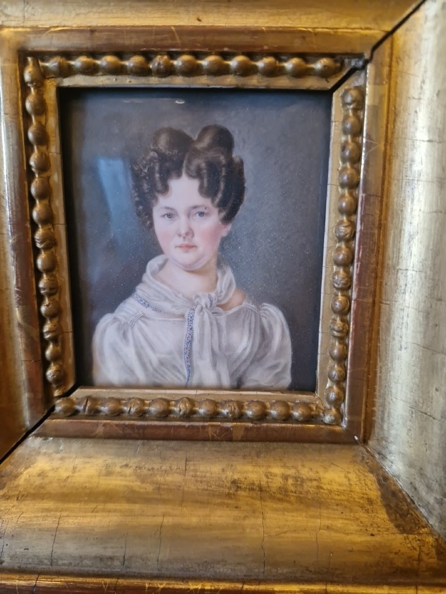 19th-century Miniature, Portrait Of A Woman-photo-2