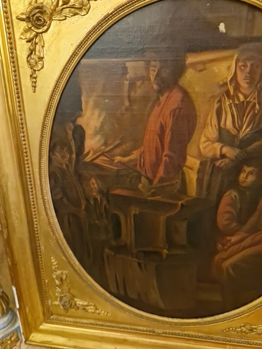 D'après Lenain, la forge, huile sur toile Mlle Heurtier-photo-1