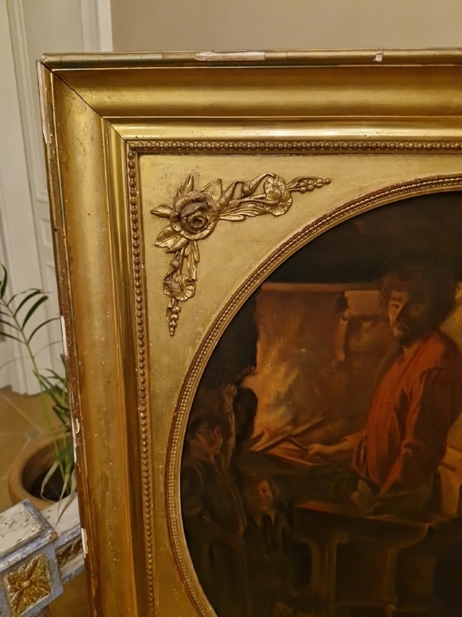 D'après Lenain, la forge, huile sur toile Mlle Heurtier-photo-2