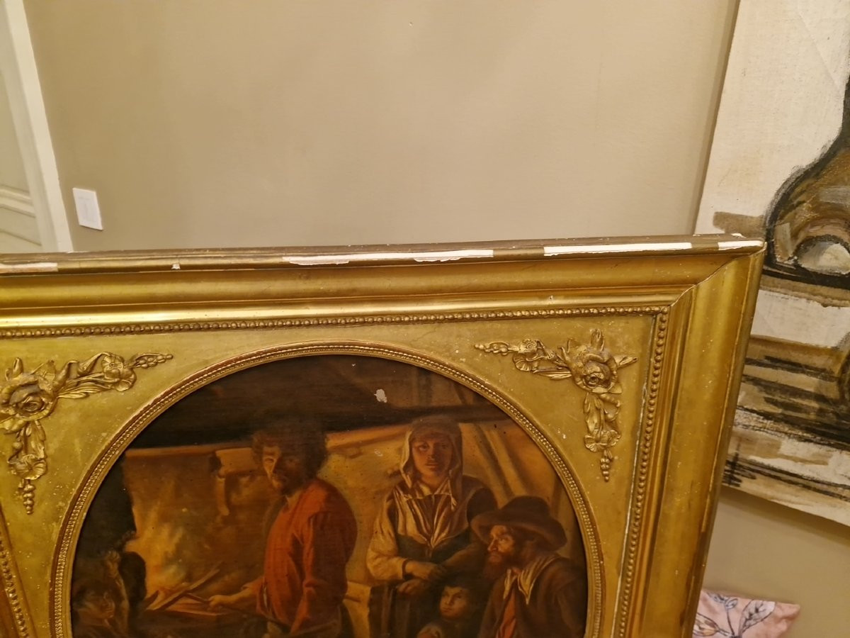 D'après Lenain, la forge, huile sur toile Mlle Heurtier-photo-4