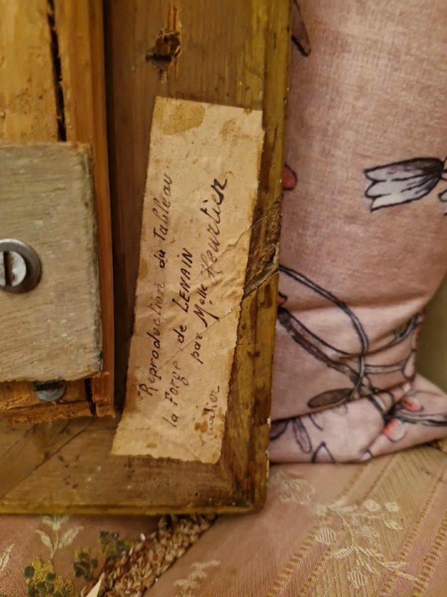 D'après Lenain, la forge, huile sur toile Mlle Heurtier-photo-7