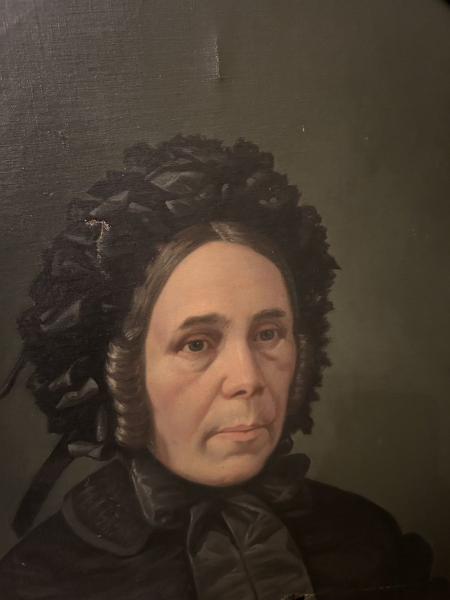 Portrait de dame XIXème s dans son cadre en bois doré -photo-2