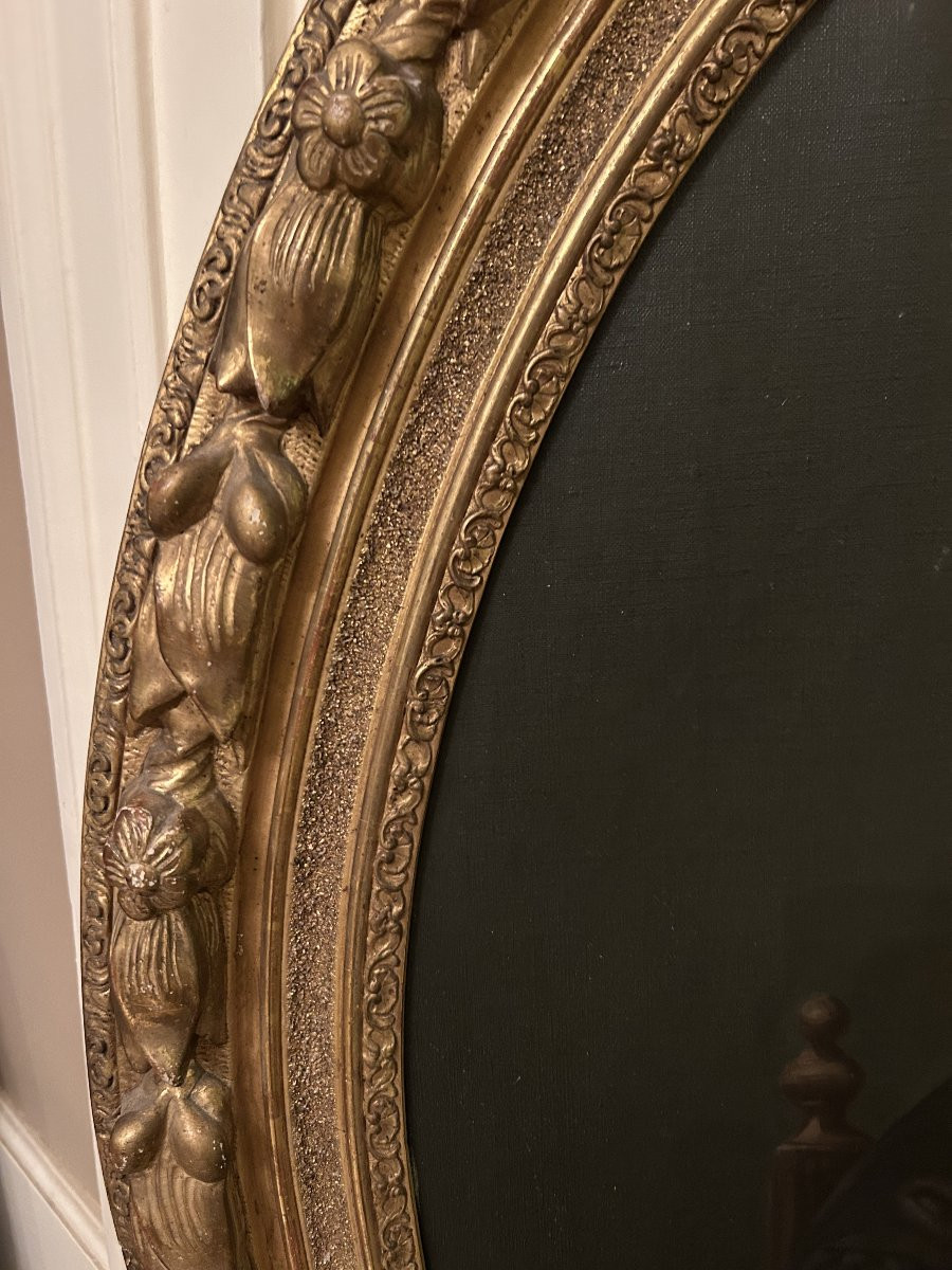 Portrait de dame XIXème s dans son cadre en bois doré -photo-3