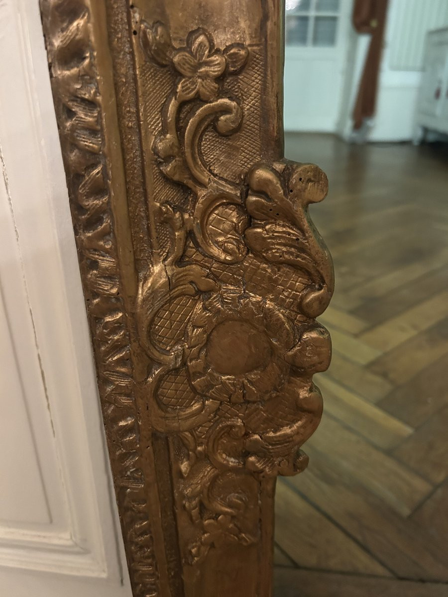 Cadre XVIIIe siècle en bois scuplté -photo-2