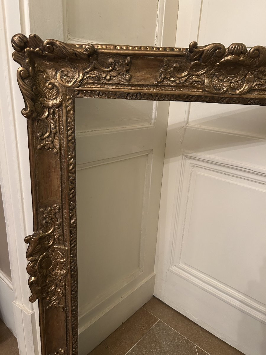 Cadre XVIIIe siècle en bois scuplté -photo-5