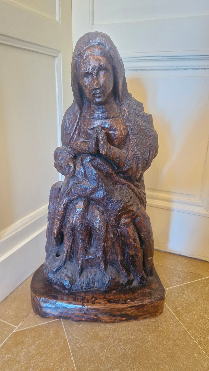 Pietà en chêne Époque XVII Ème S -photo-2