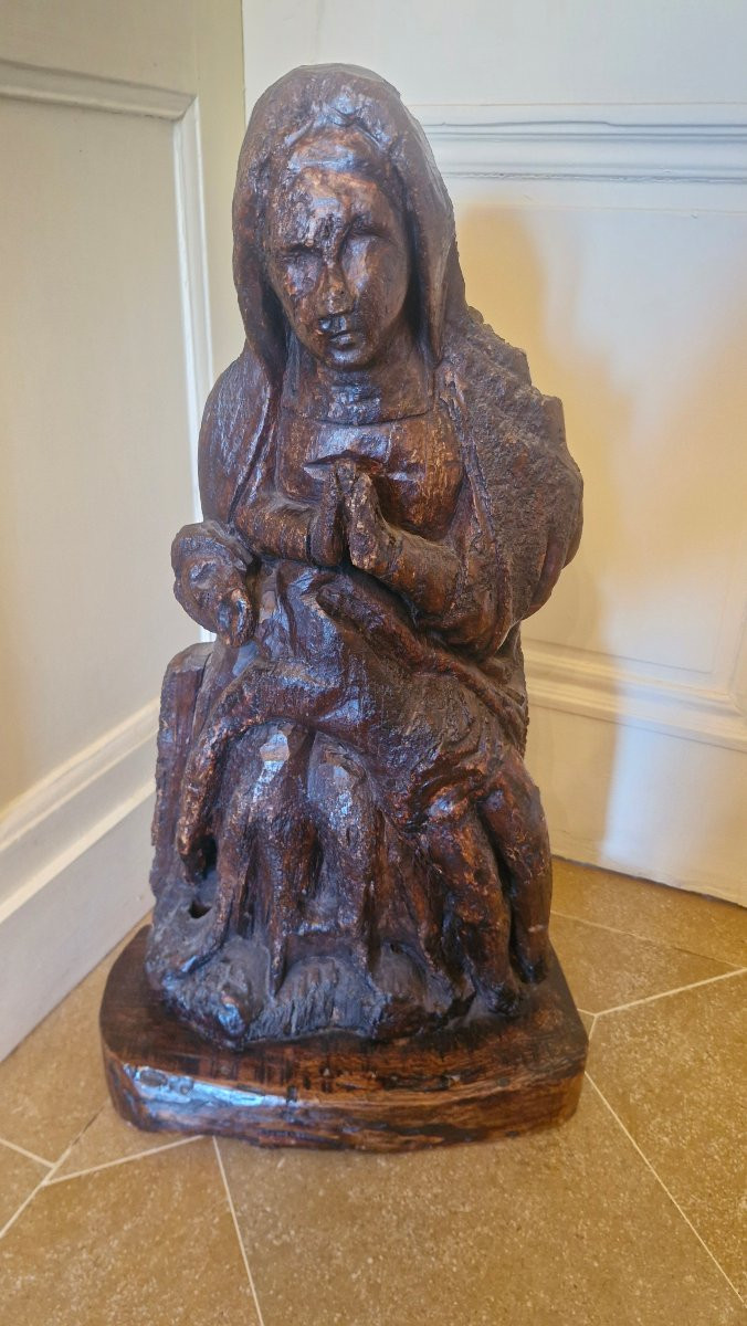 Pietà en chêne Époque XVII Ème S -photo-3