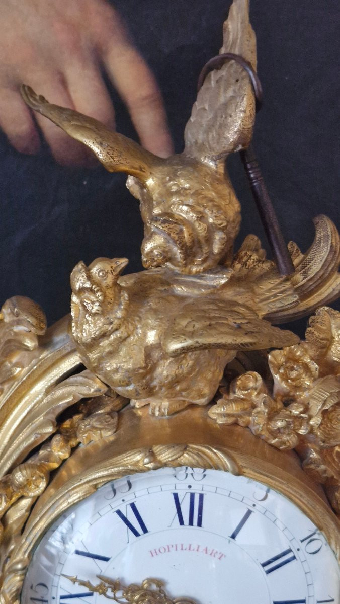 Napoleon III Bronze Mantelpiece Set With Bird And Nest Decoration -photo-2