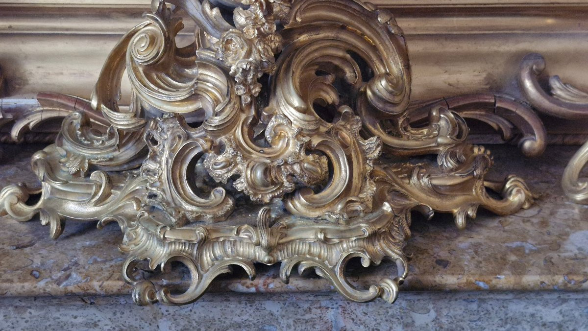 Napoleon III Bronze Mantelpiece Set With Bird And Nest Decoration -photo-3