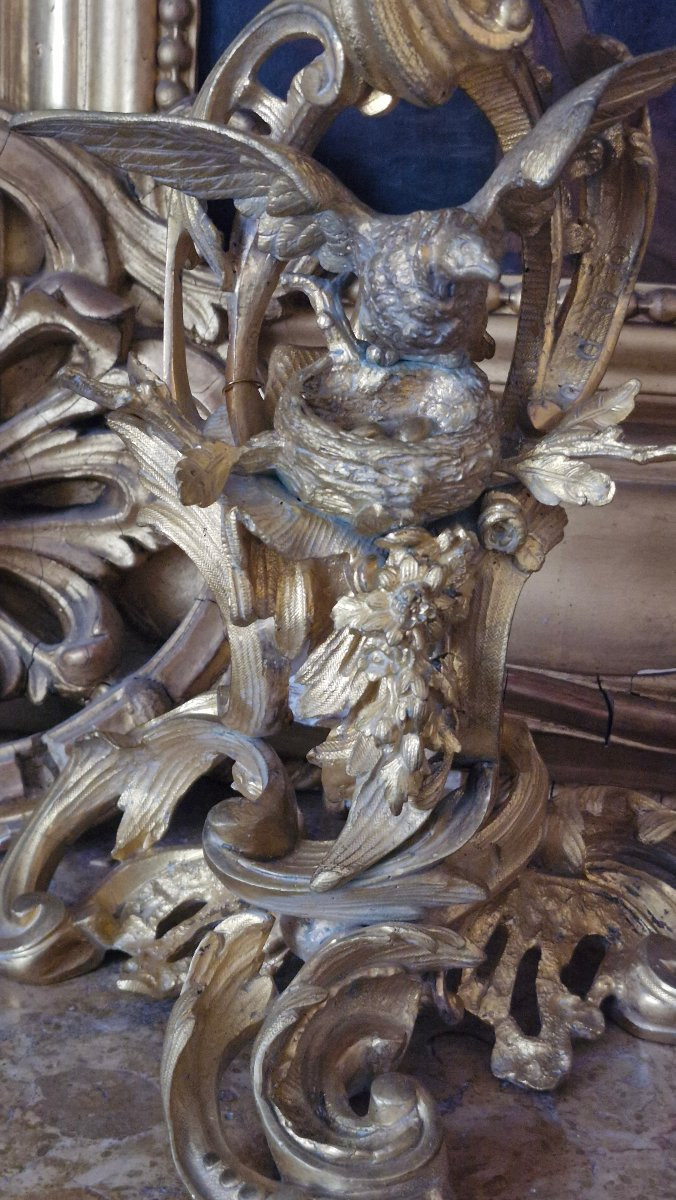 Napoleon III Bronze Mantelpiece Set With Bird And Nest Decoration -photo-4