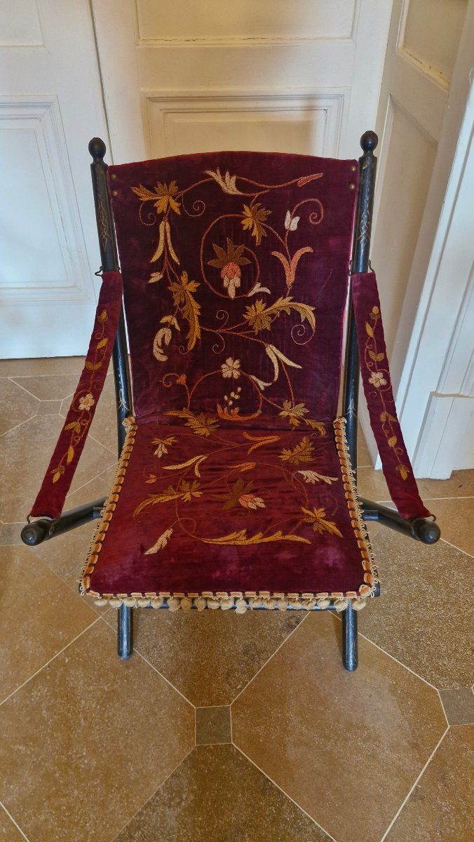 Paire de fauteuils pliables Époque Napoléon III -photo-2