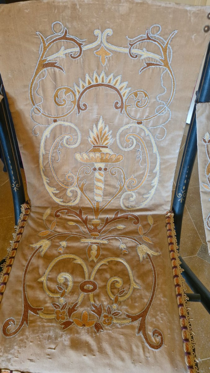 Paire de fauteuils pliables Époque Napoléon III -photo-2