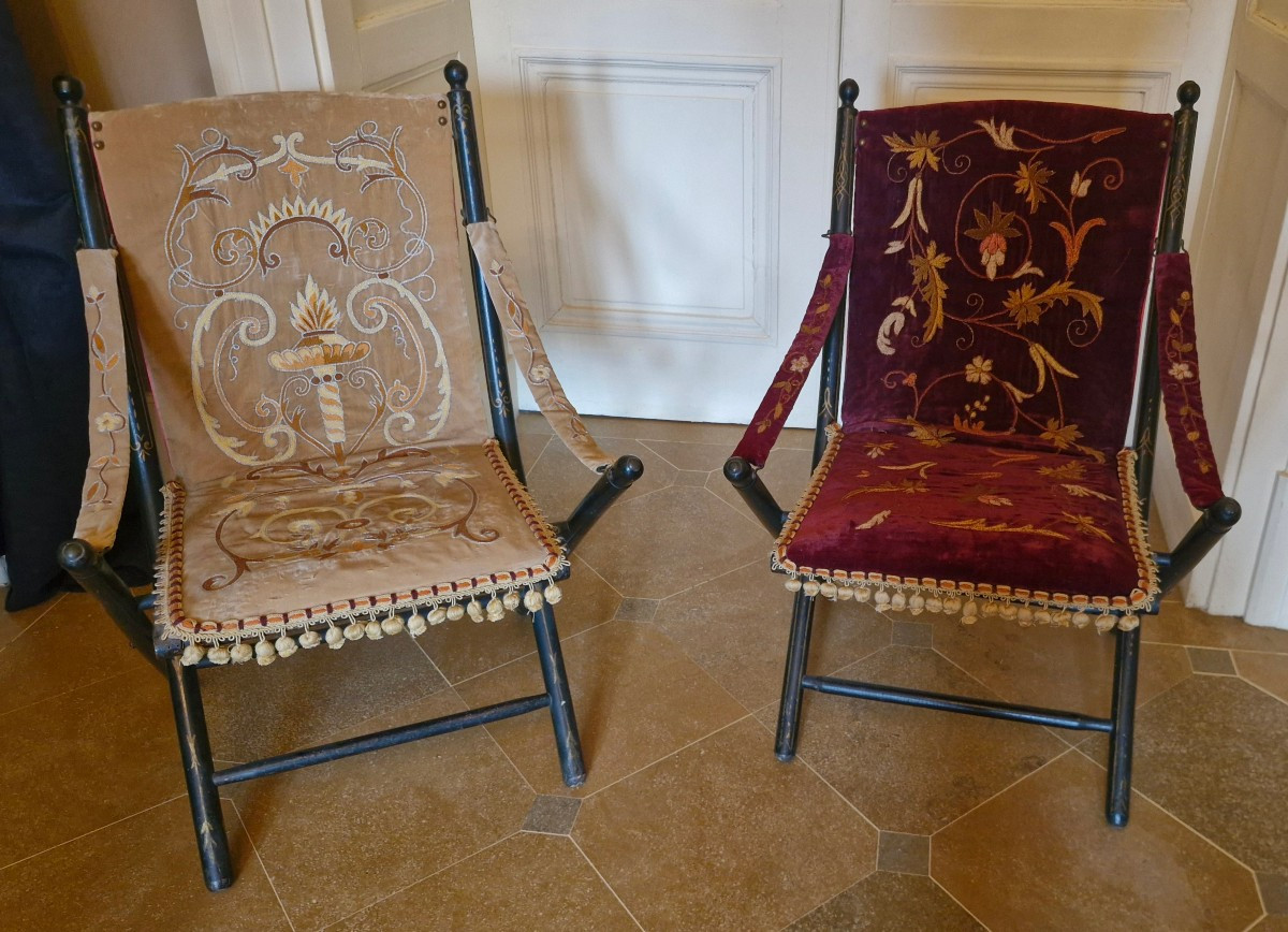 Paire de fauteuils pliables Époque Napoléon III 