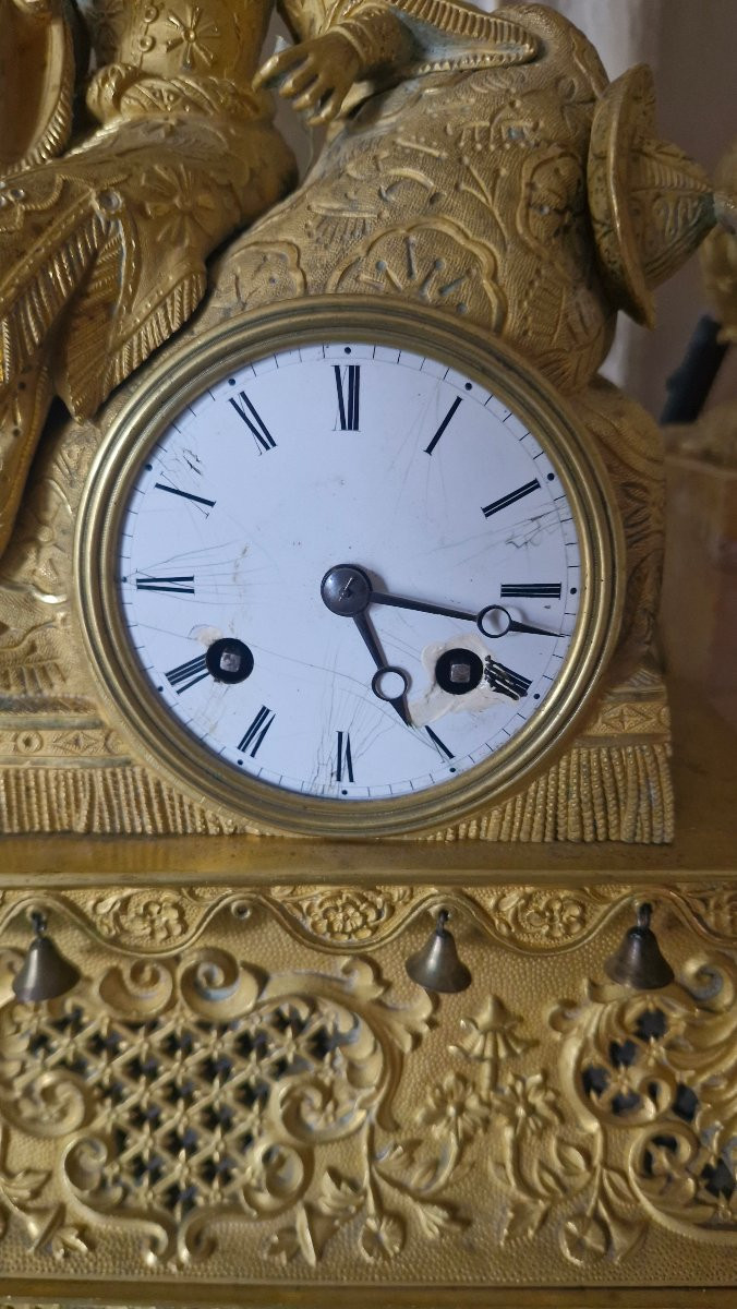 Horloge en bronze, femme chinoise XIX Ème S -photo-1