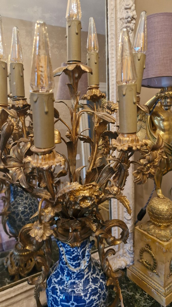 Lampe en porcelaine de Chine, Monture En bronze-photo-1