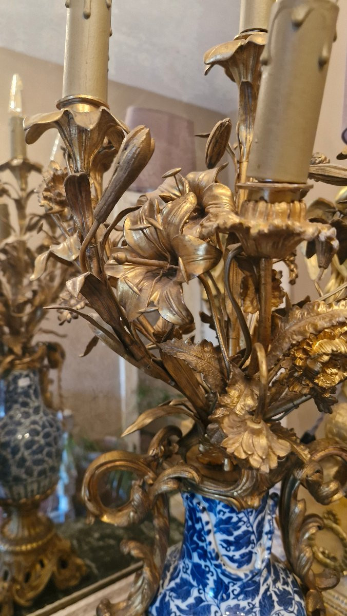 Lampe en porcelaine de Chine, Monture En bronze-photo-2