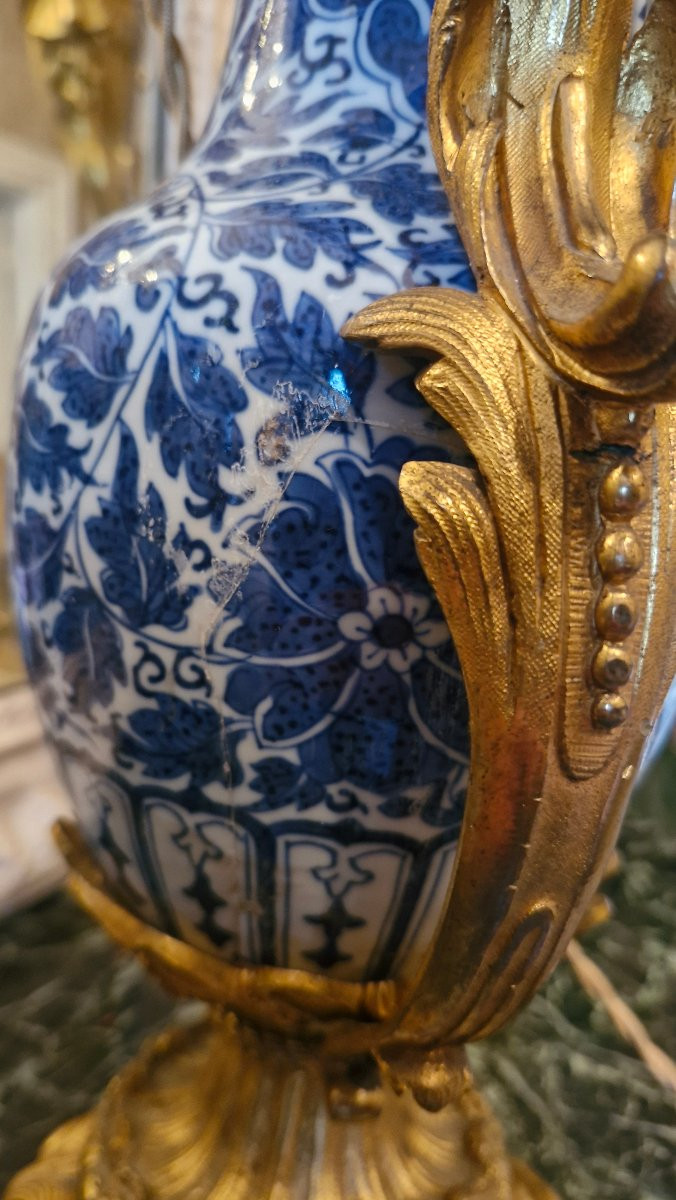 Lampe en porcelaine de Chine, Monture En bronze-photo-6