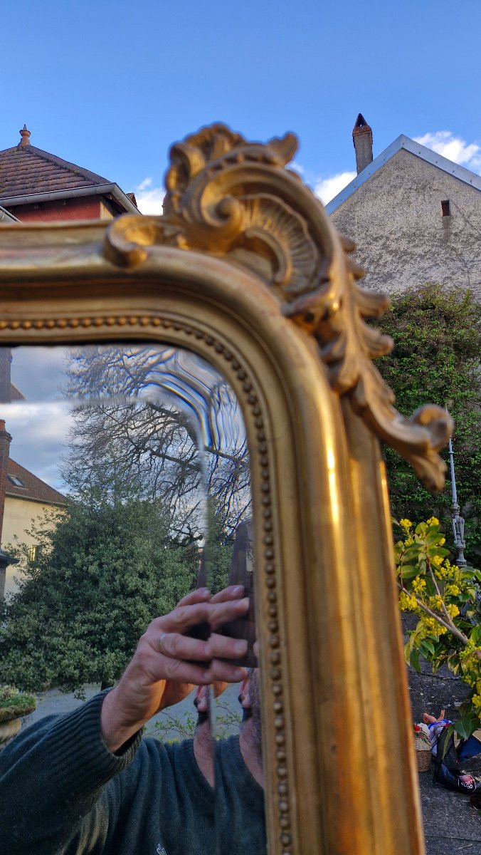 Napoleon III Gilded Wooden Castle Mirror-photo-4