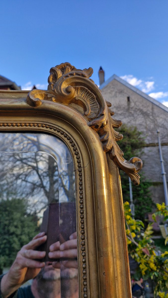 Napoleon III Gilded Wooden Castle Mirror-photo-5
