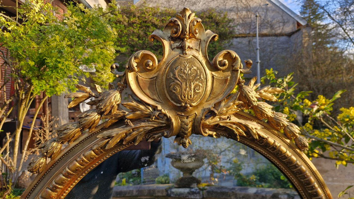 Miroir d'époque Napoléon III en jois doré-photo-2