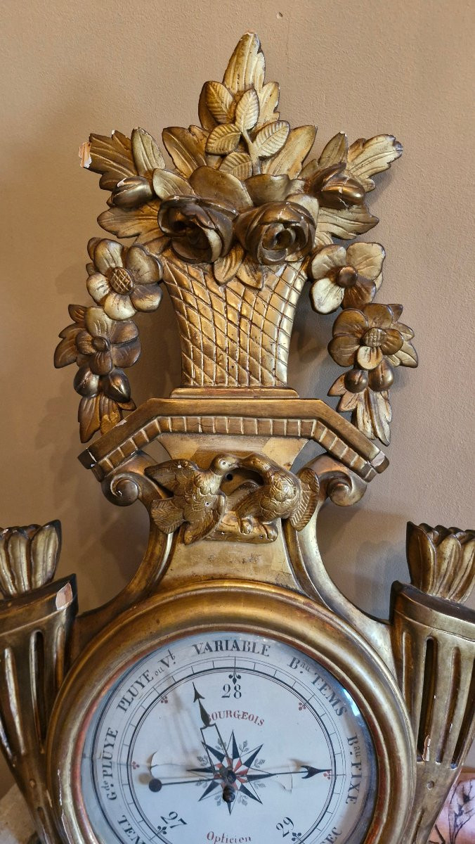 Napoleon III Period Gilded Wooden Barometer-photo-2