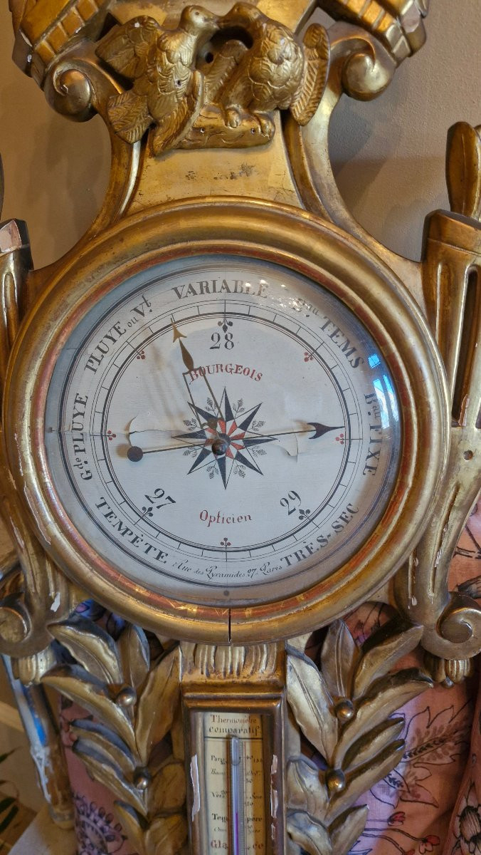 Napoleon III Period Gilded Wooden Barometer-photo-3