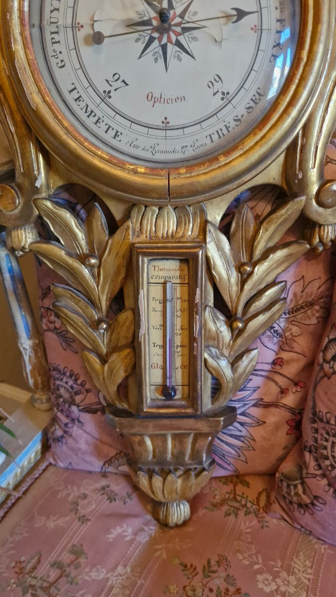 Napoleon III Period Gilded Wooden Barometer-photo-4