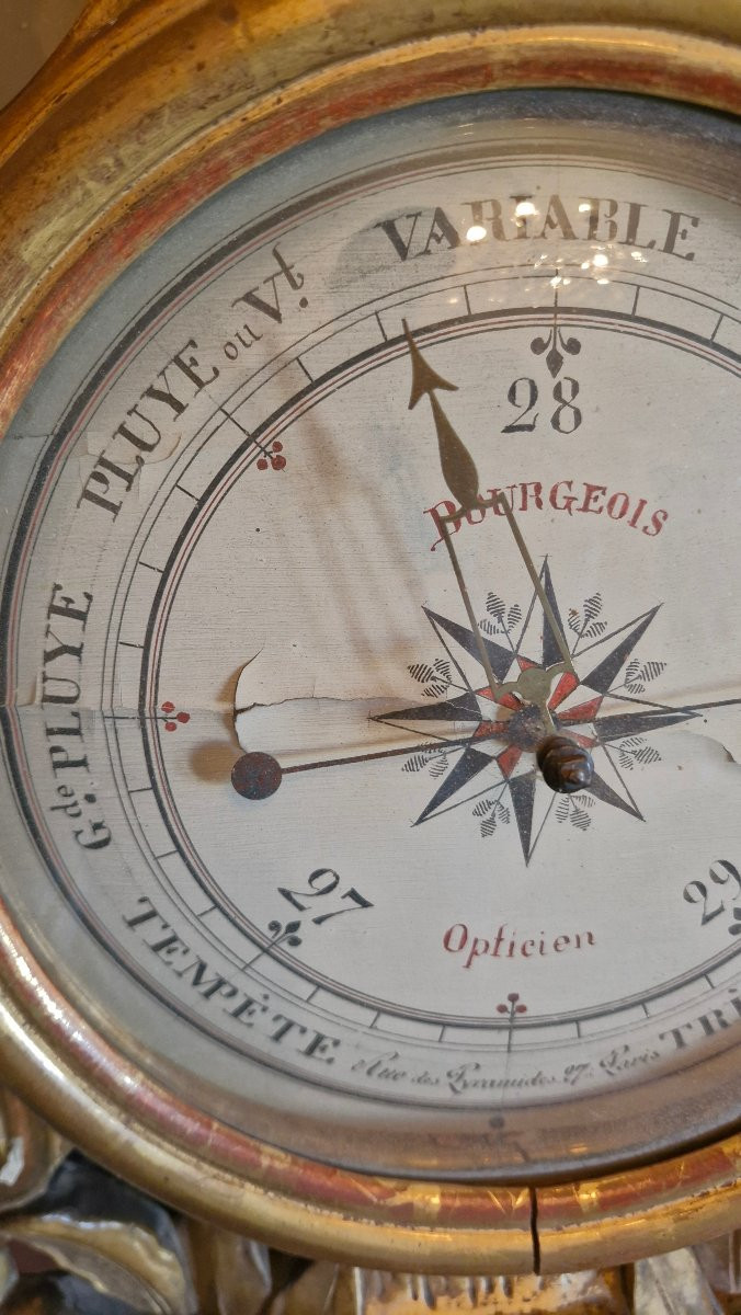 Napoleon III Period Gilded Wooden Barometer-photo-3