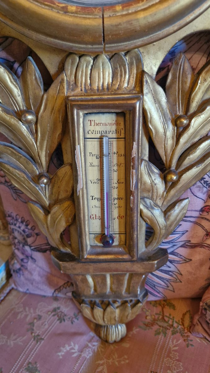Napoleon III Period Gilded Wooden Barometer-photo-4