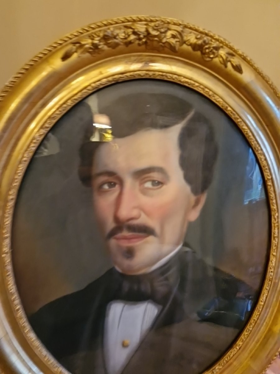 Portrait, Pastel Of A Man 19th Century-photo-2