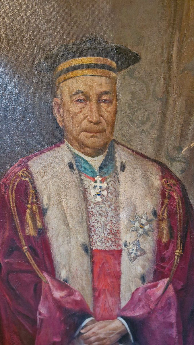 Portrait d'un religieux, huile sur toile encadrée -photo-2