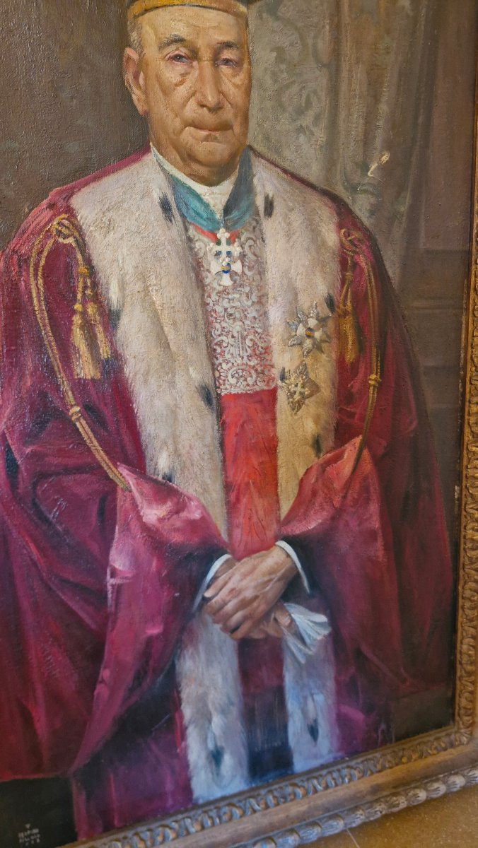 Portrait d'un religieux, huile sur toile encadrée -photo-3