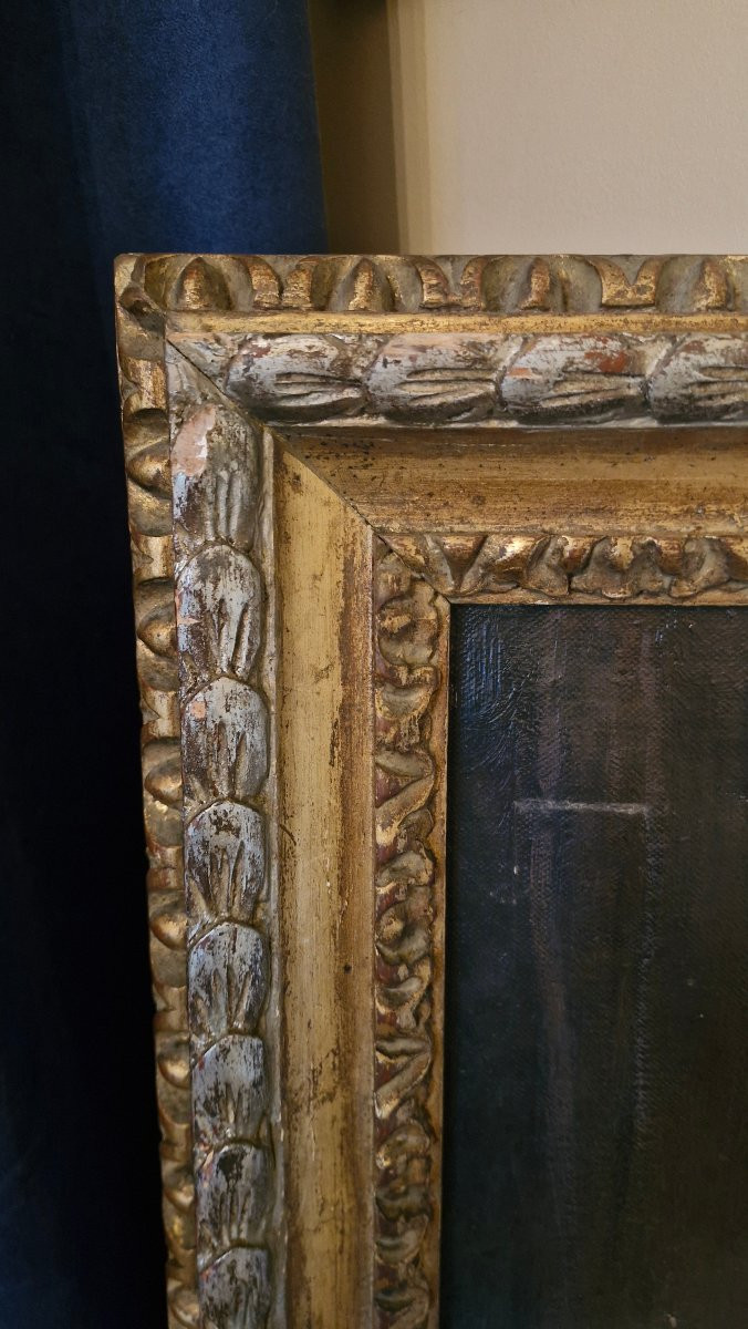Portrait d'un religieux, huile sur toile encadrée -photo-2