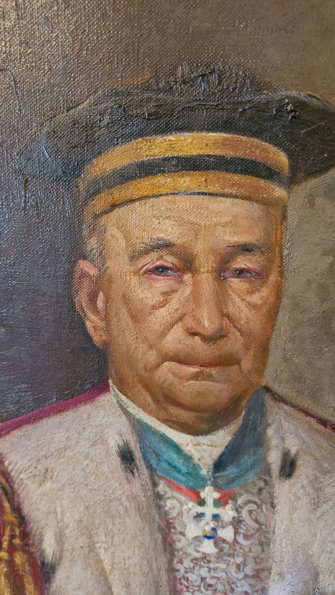 Portrait d'un religieux, huile sur toile encadrée -photo-4
