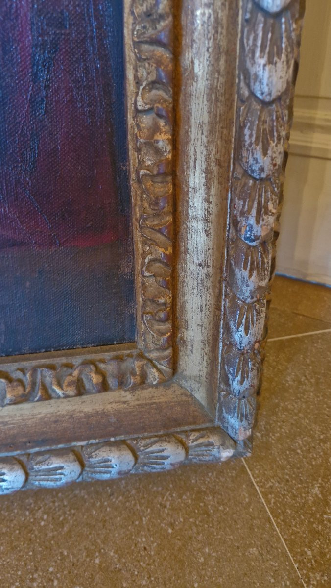 Portrait d'un religieux, huile sur toile encadrée -photo-5