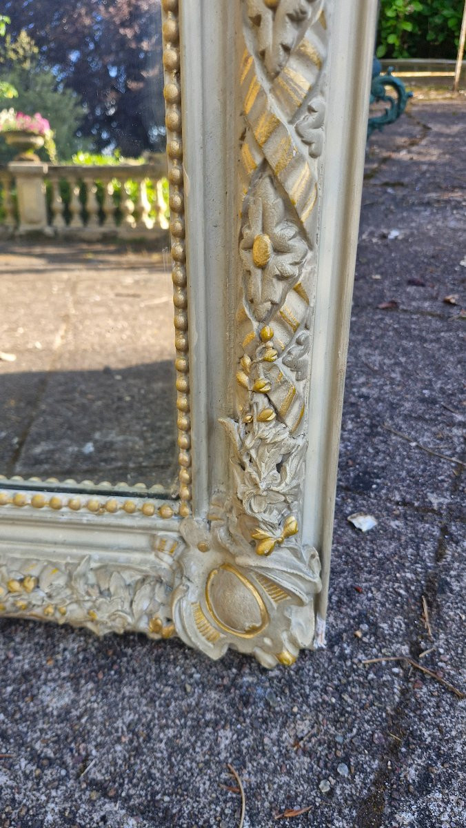 Louis XVI Style Gilded And Grey Lacquered Mirror-photo-4