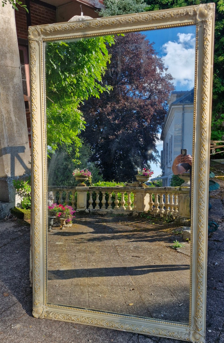 Louis XVI Style Gilded And Grey Lacquered Mirror